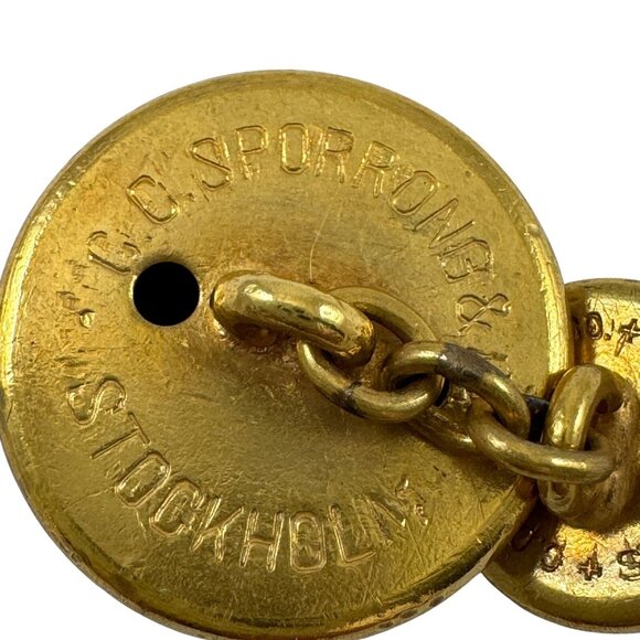 Sporrong Winged Griffin Lion Chain Cufflinks Uniform Buttons Vintage Sweden - Picture 6 of 6